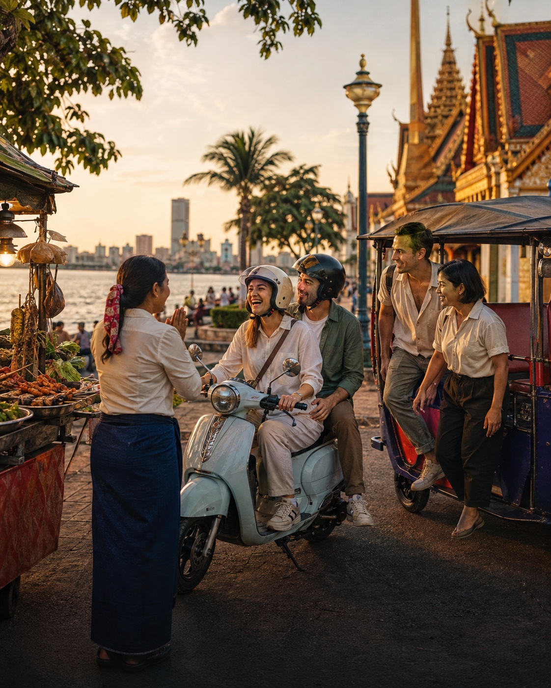 Travellers enjoying a guided local experience in Phnom Penh, Cambodia